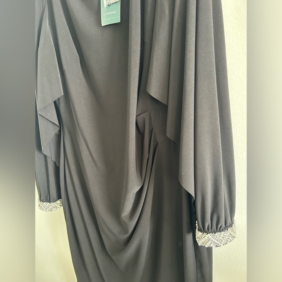 Lauren Ralph Lauren Black Beaded Cuff Draped Dress Size 14 NWT - Picture 6 of 7